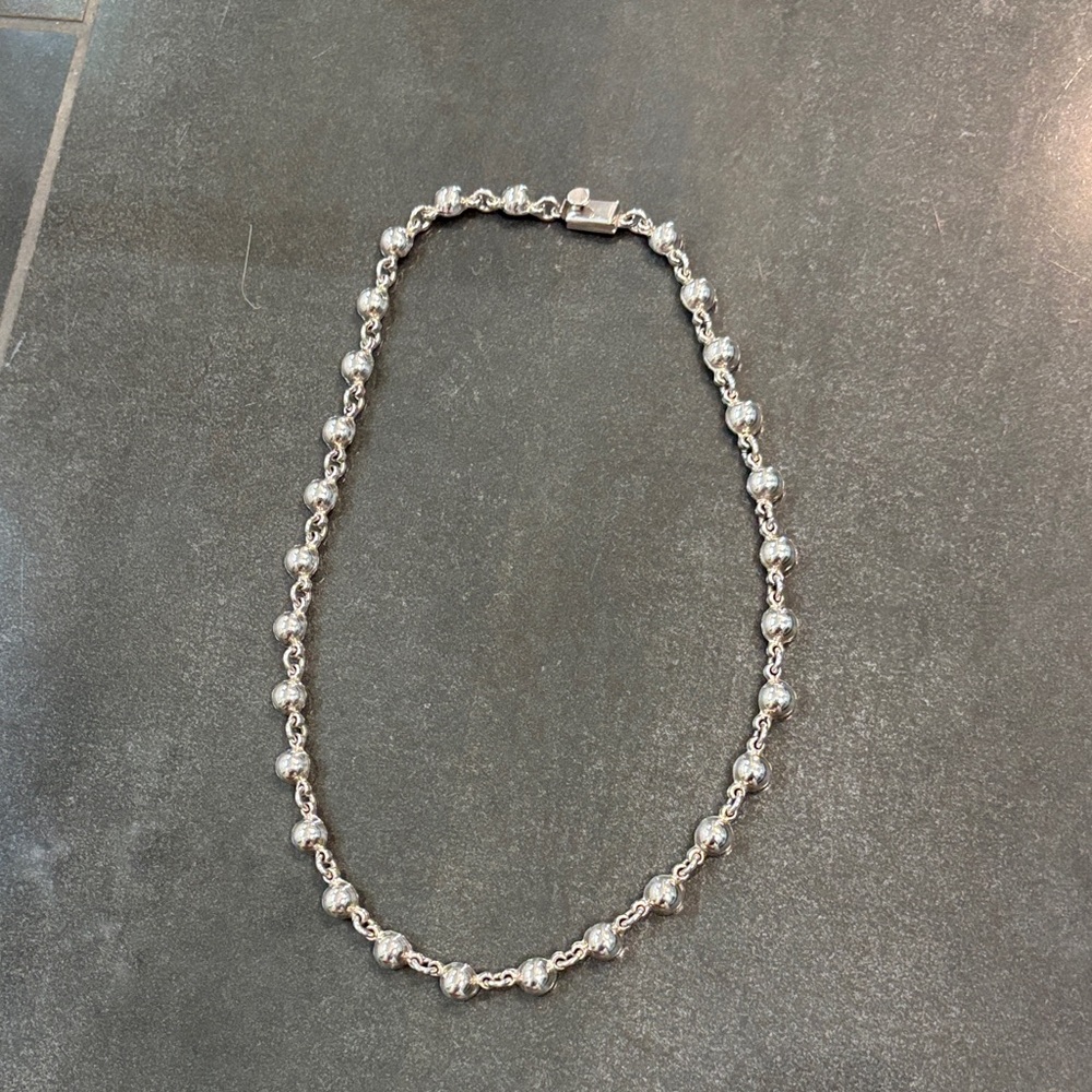 Heavy sterling silver stamped necklace. Vintage.
